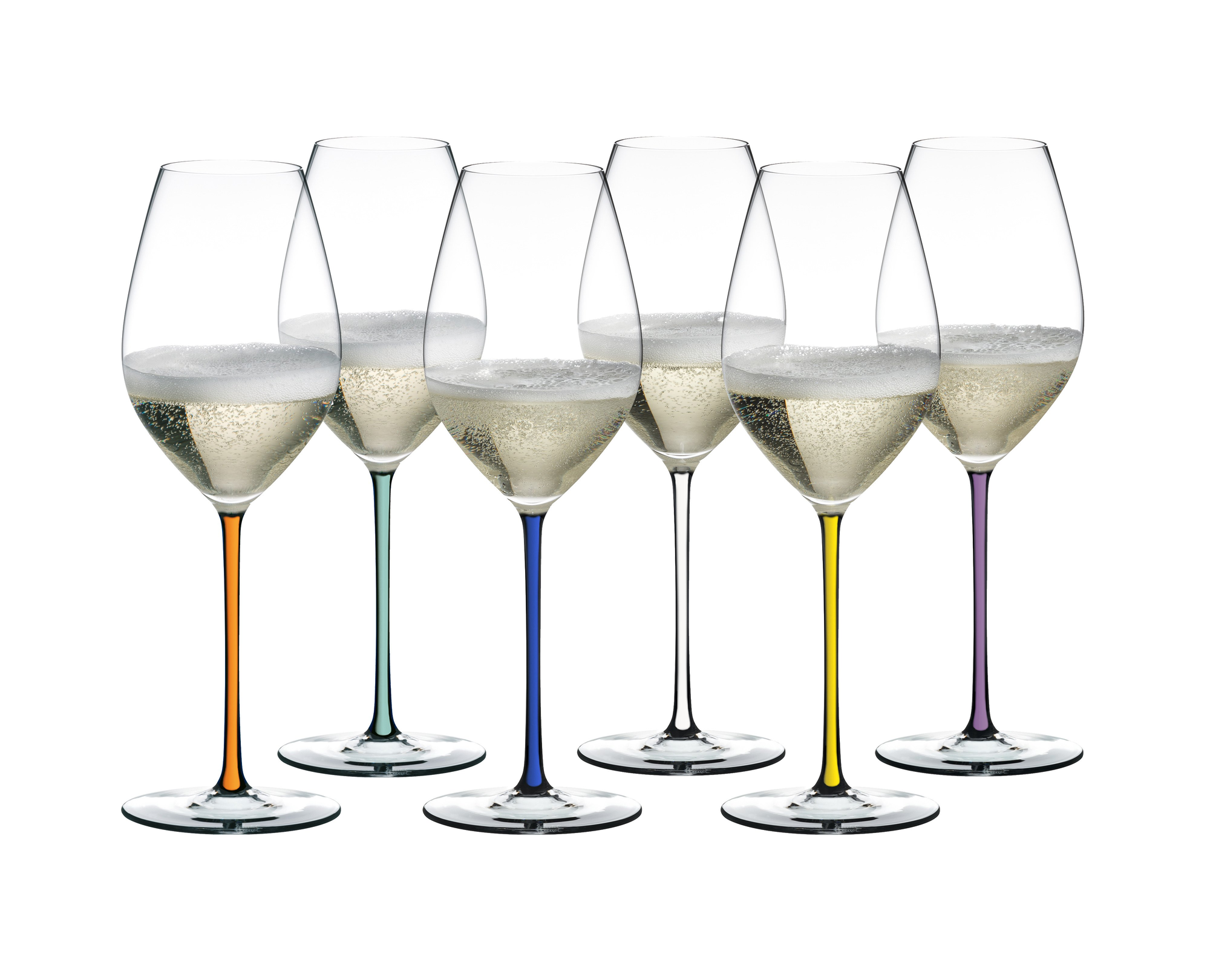 RIEDEL Fatto A Mano by RIEDEL Champagne Wine Glass - mint, orange, violet, white, yellow, blue stems