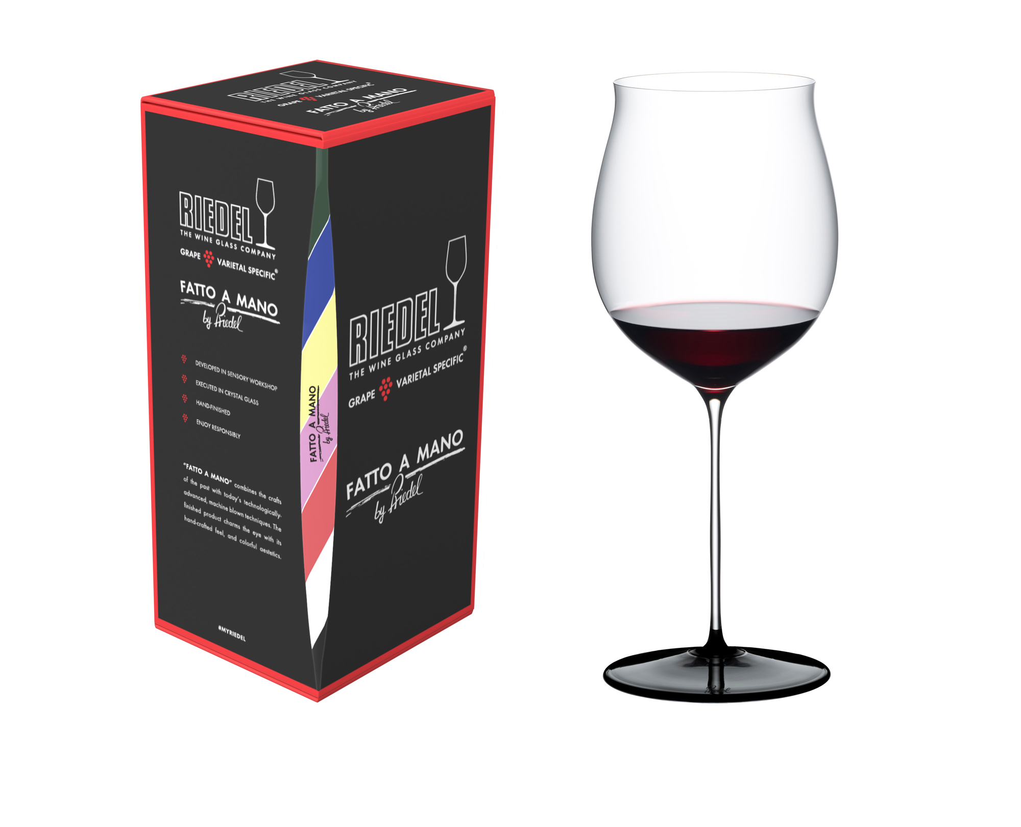 RIEDEL Fatto A Mano Black Tie Burgunder Grand Cru - Schwarze Bodenplatte