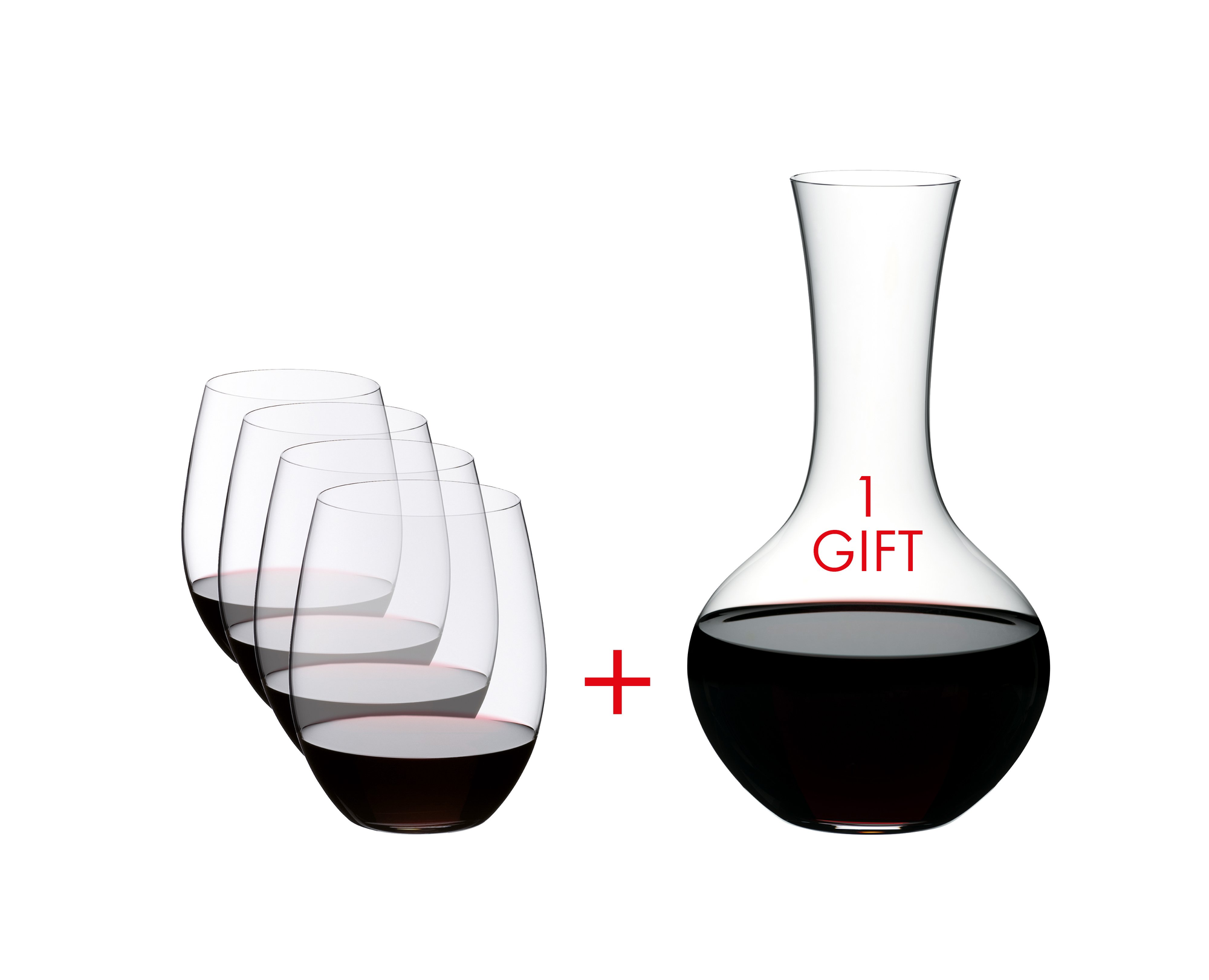 RIEDEL The O Wine Tumbler 4x Cabernet / Merlot + 1x Syrah Decanter