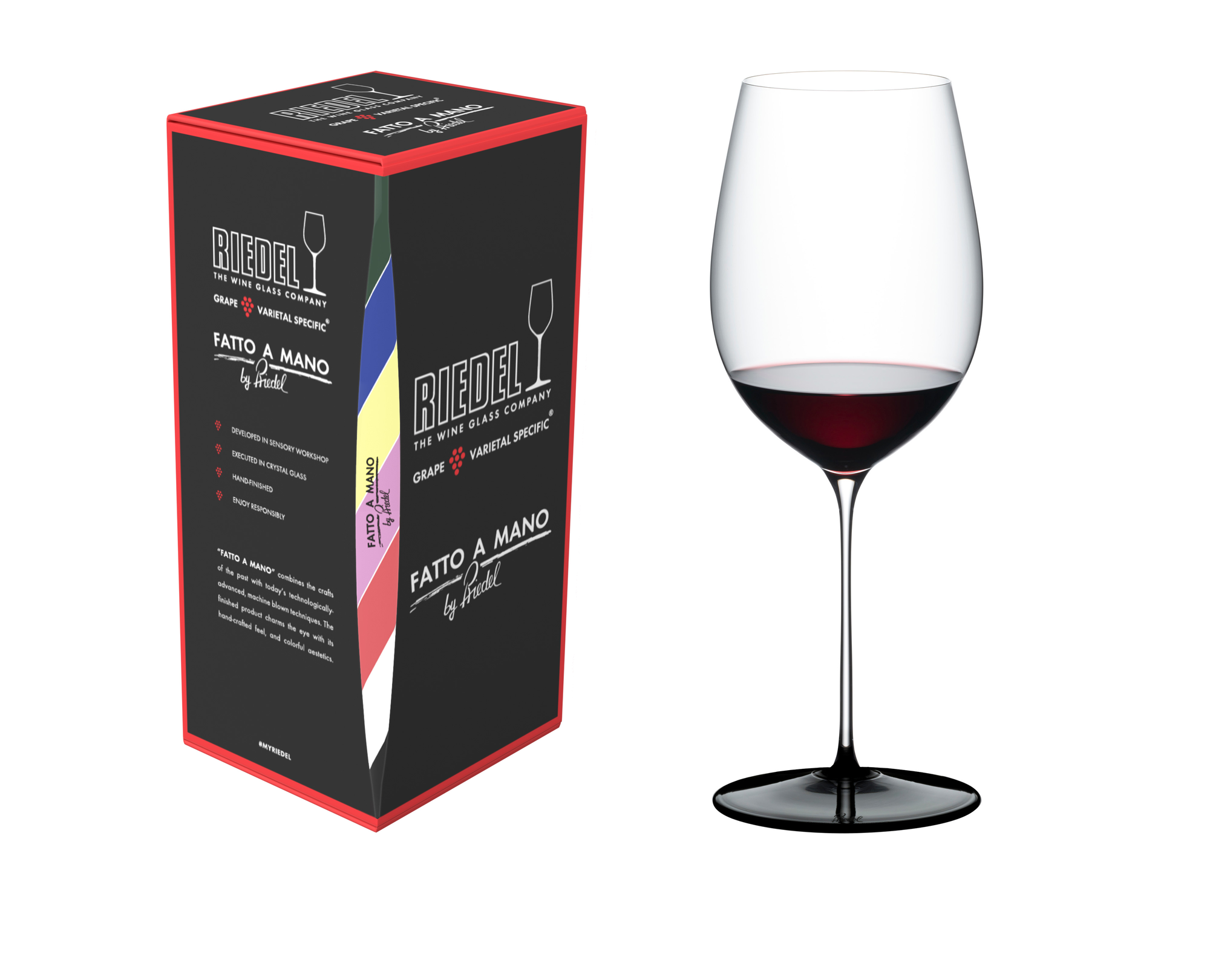 RIEDEL Fatto A Mano Black Tie Bordeaux Grand Cru - Schwarze Bodenplatte
