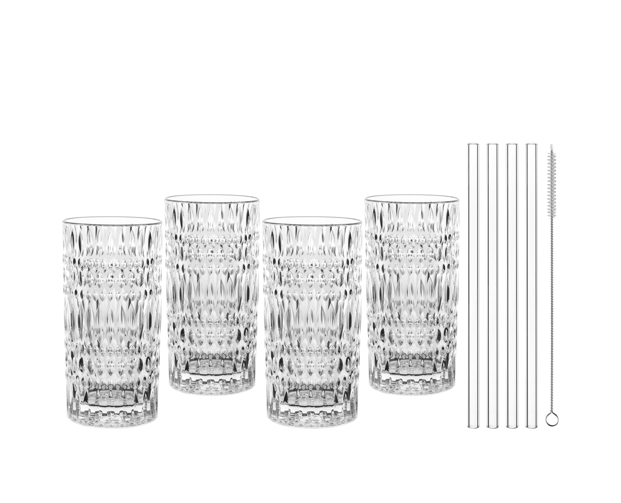 NACHTMANN Tastes Good Longdrinkgläser Ethno + Glastrinkhalme